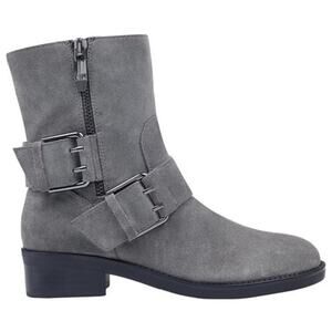 NIB Marc‎ Fisher Parole Buckle Moto Biker Boots Suede 6M Ankle Bootie Gray